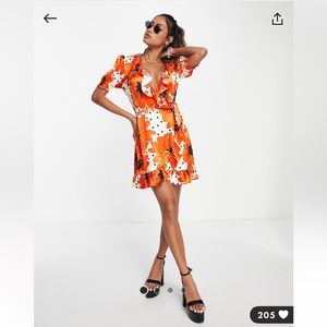 Top shop poppy spot floral wrap dress Maisie mini dress